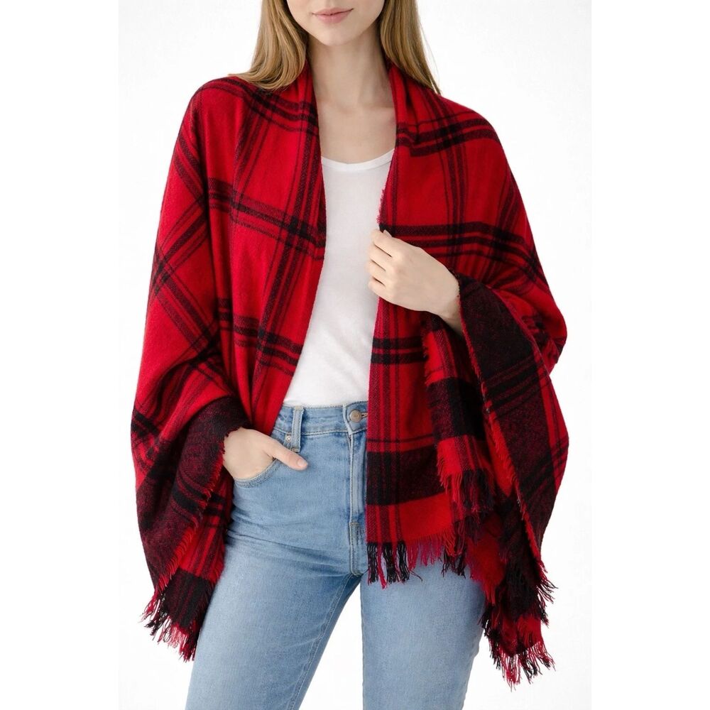 Black And Red Blanket Scarf Wrap